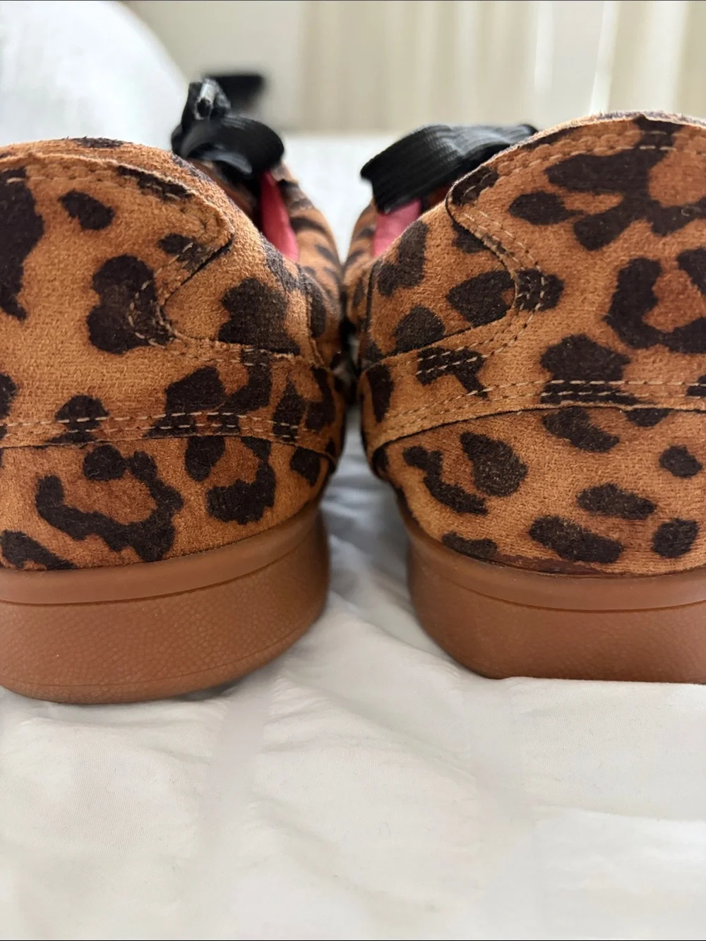 Steve Madden Madrid Leopard-Print Sneakers with Black Laces and Red Lining. GUC!